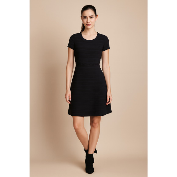 Michael Kors Women's Bandage Dress Small Fit Flare Black Stretch Mini Formal - Picture 1 of 9
